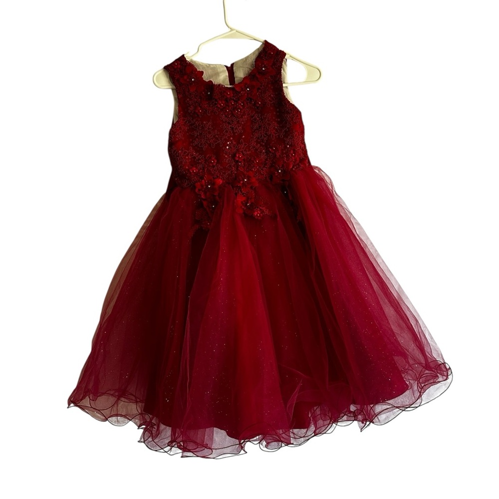 Joy Kids Girls Red Crimson Floral, Whimsygoth, Party, Special Occasion